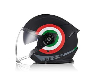 ORIGINE Casco Moto Jet Casco Moto Abierto Scooter para Mujer Hombre Adultos con Doble Visera Homologado ECE (Italy 2.0 Matt Black,L)