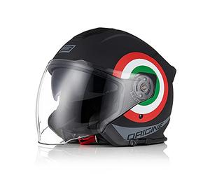 ORIGINE Casco Moto Jet Casco Moto Abierto Scooter para Mujer Hombre Adultos con Doble Visera Homologado ECE (Italy 2.0 Matt Black,XL)