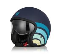 ORIGINE Casco Moto Jet Scooter Casco con Doble Visera Homologado ECE 22-06 (Heritage Matt Blue, M)