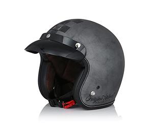 ORIGINE Casco Moto Jet Vintage Casco Moto Abierto Scooter Retro Homologado ECE (Scacco Silver Matt,M)