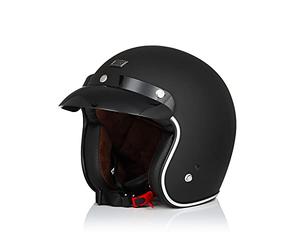 ORIGINE Casco Moto Jet Vintage Casco Moto Abierto Scooter Retro Homologado ECE (Solid Matt Black,XL)