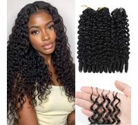 Originea Crochet Human Hair, Pre-Separated Feather Crochet Hair Extensions 100% Human Hair 24 Pulgadas 150g Invisible Miracle Knots Deep Wave Natural Black Color