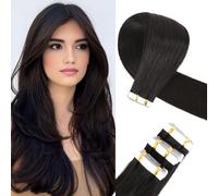 Originea Tape in Human Hair Extensions 35cm 20 Pieces 40g Invisible Straight Human Hair Extensions Natural Black #1B