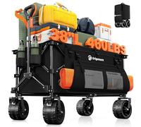 Originsure Carro plegable de 38 pulgadas de largo, capacidad de peso de 450 libras, 220 L, vagones de playa plegables resistentes con ruedas grandes todo terreno, carros utilitarios para comestibles