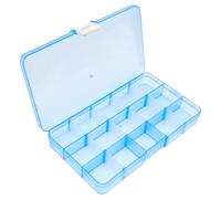 OriGlam 1 caja organizadora de plástico de 17 x 10 cm con separadores ajustables, caja de almacenamiento de joyas para suministros de oficina, cuentas, manualidades, aparejos de pesca (azul)