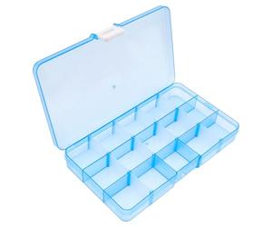OriGlam 1 caja organizadora de plástico de 17 x 10 cm con separadores ajustables, caja de almacenamiento de joyas para suministros de oficina, cuentas, manualidades, aparejos de pesca (azul)