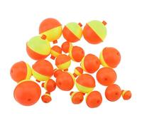 OriGlam 24 flotadores de pesca, boya redonda con botón, flotadores redondos a presión, naranja/amarillo, varios tamaños para accesorios de aparejos de pesca