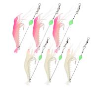 OriGlam 6 señuelos de pesca de agua salada, señuelos de camarón, cebo suave luminoso, señuelo de pesca de silicona artificial con ganchos para trucha, lubina, salmón (6)