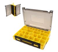 OriGlam Caja organizadora doble cara para accesorios de pesca, 20,5 x 14,5 x 4,5 cm, con compartimentos y ranuras de esponja, translúcida y resistente al agua