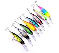 OriGlam - Señuelos de pesca (8 unidades, Minnow, Swimbait Bass Trucha, Cebos de pesca artificiales, Minnow, Señuelos de pesca realistas, Cebos de pesca de manivela para Trucha, Bar, Salmón