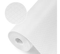 Origuuds Protector Cajones Cocina Non Adhesivo EVA Plastico Protector Antideslizante Estantes el Gabinete Impermeable, para Nevera Mueble Fregadero Estante (Blanco/50cmx600cm)