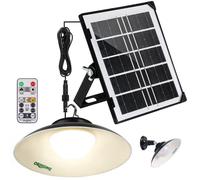 Orihome Lámpara colgante solar para interior/exterior, control remoto, montaje en techo y pared, luz solar impermeable IP65 para patio, cobertizo, granero, cenador, patio, regulable y temporizador