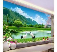 Orilla Del Lago Cielo Azul Montañas Flores Paisajes Naturales 3D Papel Pintado Pared Fácil Instalación Oficina Sala Estar Sofá Dormitorio TV Fondos Decoración-200cm×140cm