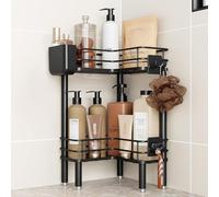 Orimade 2 Unidades de estantería de Ducha de pie, Estante de Ducha de Esquina Independiente, sin Agujeros, para Cuarto de baño, Color Negro