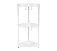 Orimade 3 Niveles Organizador de Ducha de pie,Organizador de Esquina de Piso de Empalme de Metal plástic Blancoo, Estante de Ducha sin taladrar para baño 10.8 x 10.8 x 27.7 Pulgadas