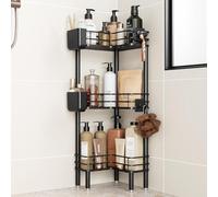 Orimade 3 Unidades de estantería de Ducha de pie, Estante de Ducha de Esquina Independiente, sin Agujeros, para Cuarto de baño, Color Negro