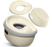 Orinal Baby Potty infantil con cubeta de plástico extraible Orinal de aprendizaje infantil Fácil de Guardar Adaptador WC Asiento Reductor de Inodoro Cojín Acolchado y Diseño Antideslizante (Beige)