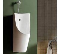 Orinal de cerámica comercial montado en la pared para hombres con sensor automático de descarga de agua, uso nocturno a prueba de derrames, para baño público, hotel, garaje