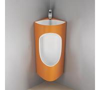 Orinal de cerámica con lavabo integrado y grifo sensor, solución de ahorro de agua montada en la pared para uso comercial y doméstico