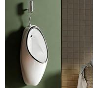 Orinal de cerámica montado en la pared para hombres con sensor de descarga automática, a prueba de derrames, uso nocturno para el hogar, comercial, baño, hotel, garaje