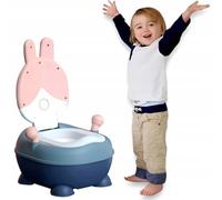 Orinal de entrenamiento para niños, antideslizante, con bandeja extraíble y soporte para papel, diseño de conejo, color rosa, olla de aprendizaje ergonómica a partir de 10 meses