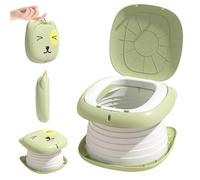Orinal de viaje 9.4x 1.9in Flip Green ABS Estable Plegable Estilo de dibujos animados Orinal portátil Inodoro de emergencia para niños pequeños, viajes, camping y uso al aire libre..
