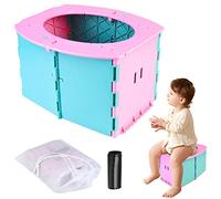Orinal de Viaje para Niños, Orinal Portátil para Niños, Inodoro Plegable para Niños, Asiento para Orinal de Bebé para Interior y Exterior, para Bebés y Niños, Verde-Rosa