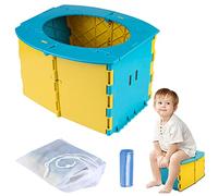 Orinal de Viaje para Niños, Orinal Portátil para Niños, Inodoro Plegable para Niños, Asiento para Orinal de Bebé para Interior y Exterior, para Bebés y Niños, Azul-Amarillo