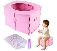 Orinal de Viaje para Niños, Orinal Portátil para Niños, Inodoro Plegable para Niños, Asiento para Orinal de Bebé para Interior y Exterior, para Bebés y Niños, Rosa