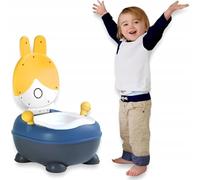 Orinal infantil de entrenamiento para inodoro, antideslizante, con bandeja extraíble y soporte para papel, diseño de conejo amarillo, olla de aprendizaje ergonómica a partir de 10 meses