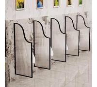 Orinal montado en la pared, divisor de acero inoxidable antioxidante y vidrio templado para tabique de baño, color negro, 1 pieza, solución duradera de privacidad para el inodoro