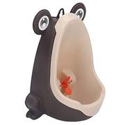 Orinal para niños, orinal para el entrenamiento al orinal con rana, orinal de pared para el entrenamiento al orinal, de plástico con diana para baño divertido (Curry)
