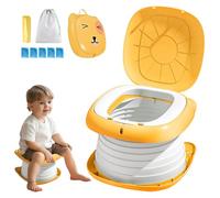 Orinal plegable para niños, asiento de inodoro plegable para niños, orinal para viajes, orinal plegable, orinal para niños, asiento de inodoro con bolsas de repuesto (amarillo)