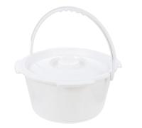 Orinal portátil con tapa y mango antideslizante, inodoro de plástico blanco para personas mayores, discapacitados y ancianos, diseño estable antivuelco para uso doméstico, viajes y cuidado