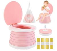 Orinal Portatil Niños Plegable WC Vater Asiento Urinario Bebe Bater Infantil Criança Water Baño Niñas Escupidera 1 2 3 Años de Viaje Bebé Toilet Seat con Respaldo+ 60PCS Bolsas Orinal Portatil (Rosa)