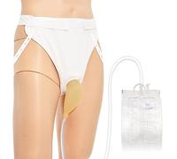 Orinal portátil para hombres, material de látex portátil con bolsa de orina de colección, sistema de bolsa de drenaje urinario, agradable a la piel e inodoro, pantalones de gran tamaño, bolsa de orina