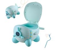 Orinal Relaxdays, diseño avión, inserto extraíble y antisalpicaduras, infantil, plástico, 27x31x40 cm, menta