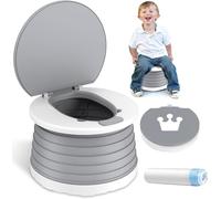 Orinales Infantiles Orinal Portatil Plegable Niños 1-3 Años WC Vater Portatil para Niños Bebé Inodoro Infantil Plegable Potty Training Asiento para Viaje Camping con 15 Bolsas de Limpieza(Gris)