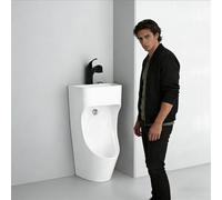 Orinales Orinal Para Hombres Para Uso Comercial, Urinario De Cerámica Independiente Con Lavabo restaurantes, Urinarios Lavado Universales Antisalpicaduras(White)