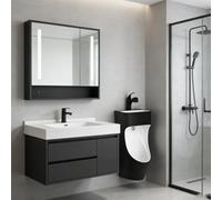 Orinales Urinario Hombre Colgado En La Pared A Prueba De Derrames Para Personas Mayores, Urinarios Con Descarga Agua, Desviador Orina Que Ahorra Espacio Lavabo(Black)