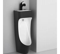 Orinales Urinario Para Hombres Con Descarga De Botón, Urinarios Esquina Para A Prueba Derrames, Para Inodoros Públicos/hoteles/KTV Drenaje, Ahorro Espacio(Black)