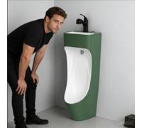 Orinales Urinarios Caseros De Esquina Para Hombres, Domésticos/comerciales Para Para Centros Comerciales/baños Públicos, Cerámica Antisalpicaduras Con Lavabo(Green)