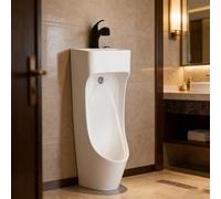 Orinales Urinarios De Esquina Pie Para Hombres, Inodoro Antisalpicaduras Con Lavabo Para Restaurantes/escuelas/hospitales, Ahorra Agua Y Espacio(White)