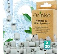 orinko - 30 microesferas de cerámica EM® - Mejora la calidad del agua - Reduce la cal - Apto para lavadora y para 2 decantadores, botellas, calabazas, cafetera, hervidores
