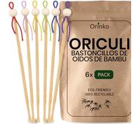 ORINKO® Bastoncillos Oídos Reutilizables de Bambú x6 - Palillos Ecológicos para Quitar Cera de Forma Natural - Cuchara de Oreja Sostenible para el Cuidado Diario de los Oídos Sensibles