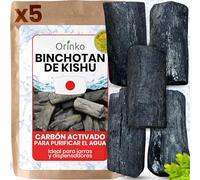 ORINKO® Carbón Activado Binchotan de Kishu x5 - Filtro Natural para Purificar hasta 2,5L de Agua en Jarras y Botellas - Carbón Vegetal Binchotan Ecológico Reutilizable - Calidad Japonesa