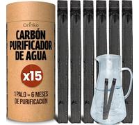 ORINKO® Carbón Activado Takesumi x15 - Filtro Natural para Purificar hasta 1L de Agua en Jarras y Botellas - Carbón Vegetal Binchotan Ecológico Reutilizable - Calidad Japonesa