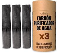 ORINKO® Carbón Activado Takesumi x3 - Filtro Natural para Purificar hasta 2,5L de Agua en Jarras y Botellas - Carbón Vegetal Binchotan Ecológico Reutilizable - Calidad Japonesa