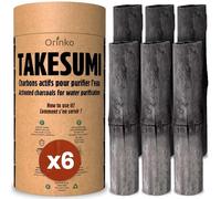 ORINKO® Carbón Activado Takesumi x6 - Filtro Natural para Purificar hasta 2,5L de Agua en Jarras y Botellas - Carbón Vegetal Binchotan Ecológico Reutilizable - Calidad Japonesa