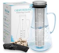 ORINKO® Jarra Cristal con Infusionador 1,6L con Carbón Activado Binchotan y Perlas de Cerámica EM x15 - Filtro Natural para Purificación de Agua - Ideal para Nevera, Café y Bebidas Saludables